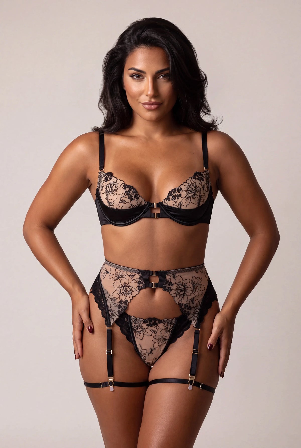 Ensemble lingerie trois pièces - ORELYA Noir - NAKED Underwear FR