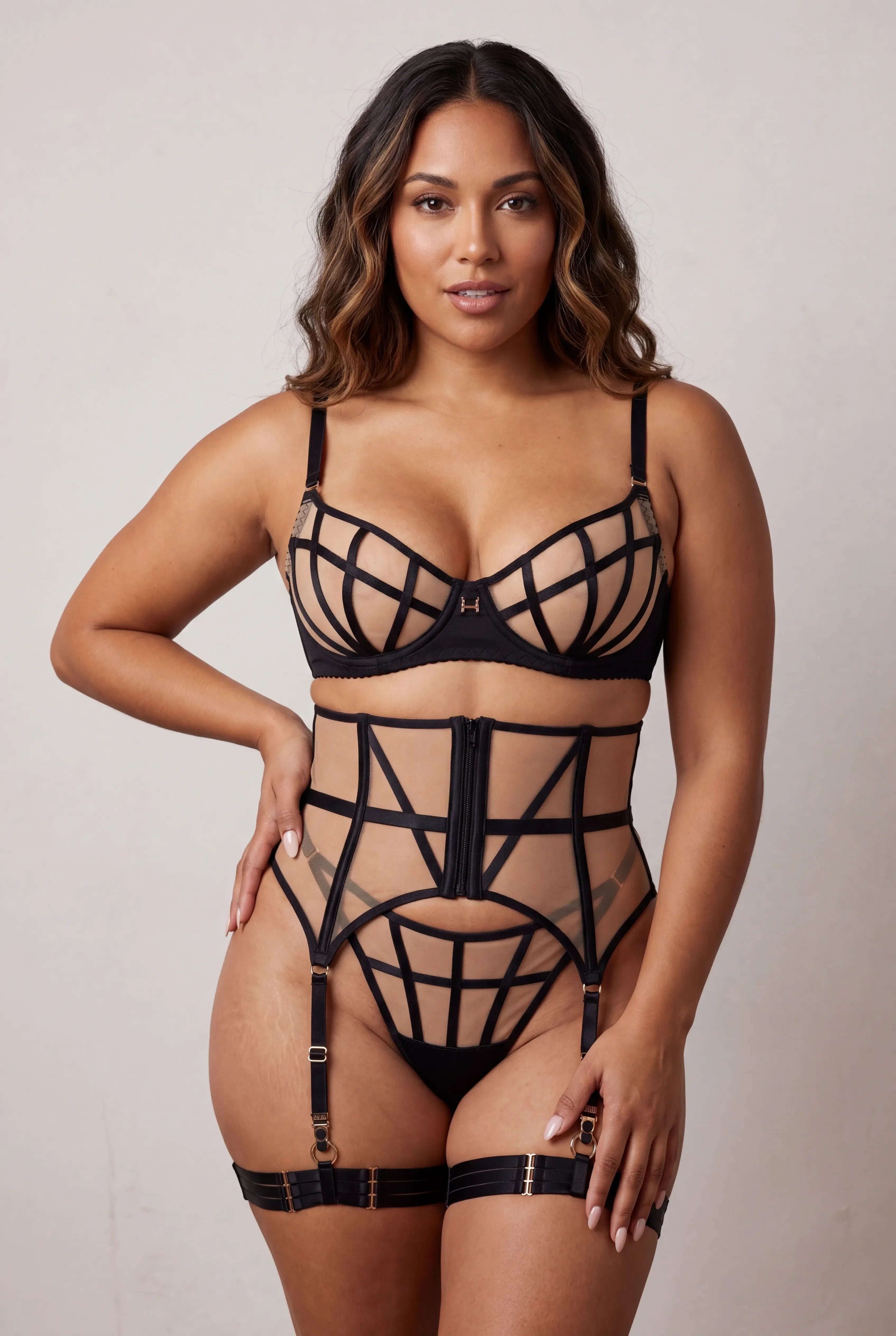 Ensemble Lingerie Pour Femme Cinq Pi Ces Ophelia Noir