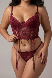 Ensemble lingerie trois pièces - Promise Bordeaux