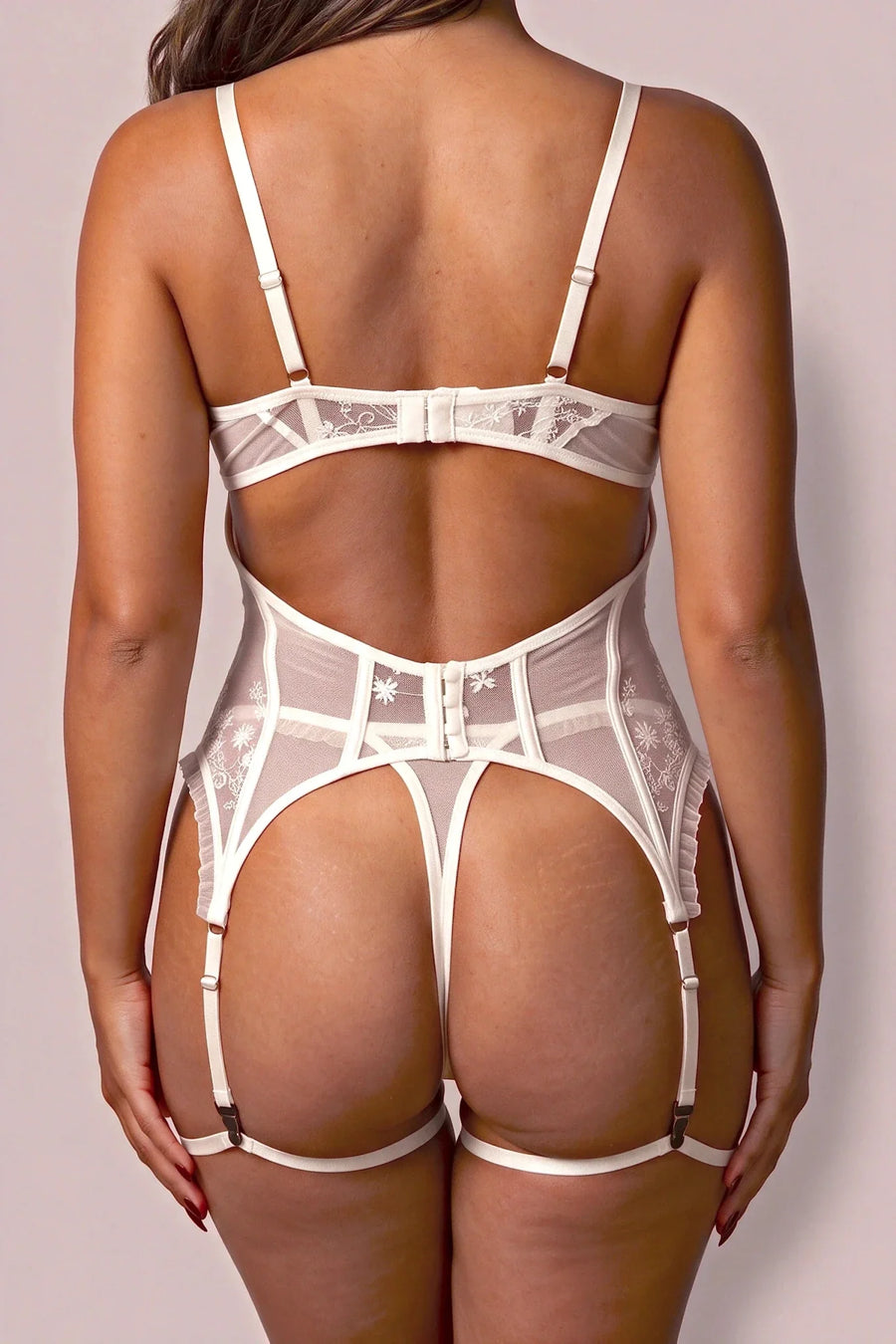 Ensemble lingerie trois pièces - BRODELYS Blanc